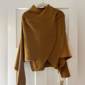 Astr Golden Ribbed Asymmetrical Sweater